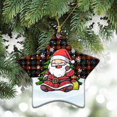 Brown Ancient Tartan Christmas Ceramic Ornament - Scottish Santa Style