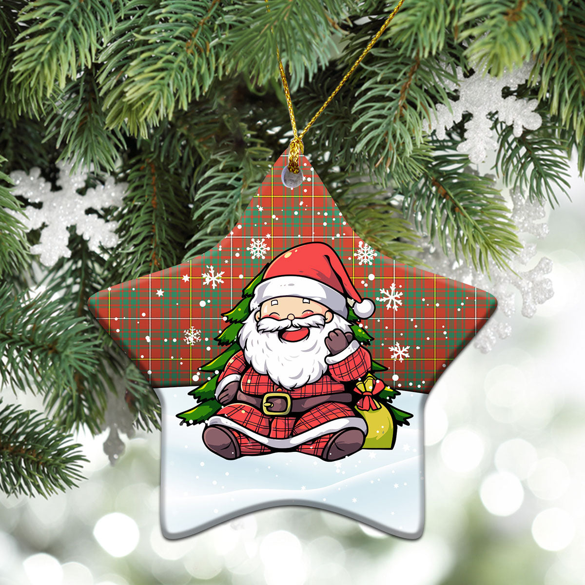 Bruce Ancient Tartan Christmas Ceramic Ornament - Scottish Santa Style