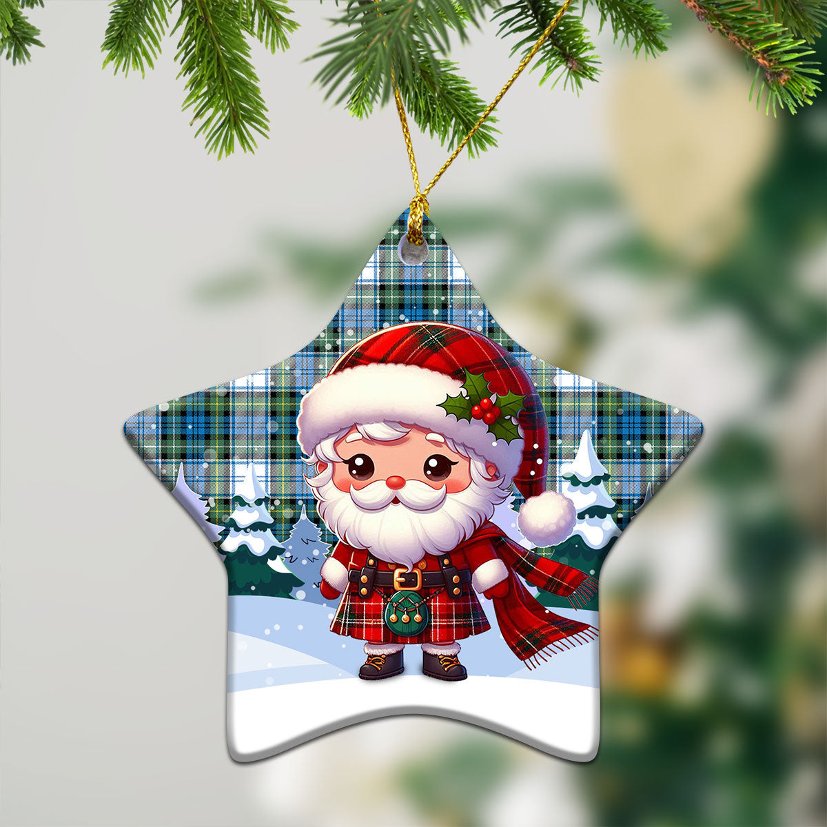 Campbell Dress Ancient Tartan Christmas Ceramic Ornament - Santa Claus In Kilt Style