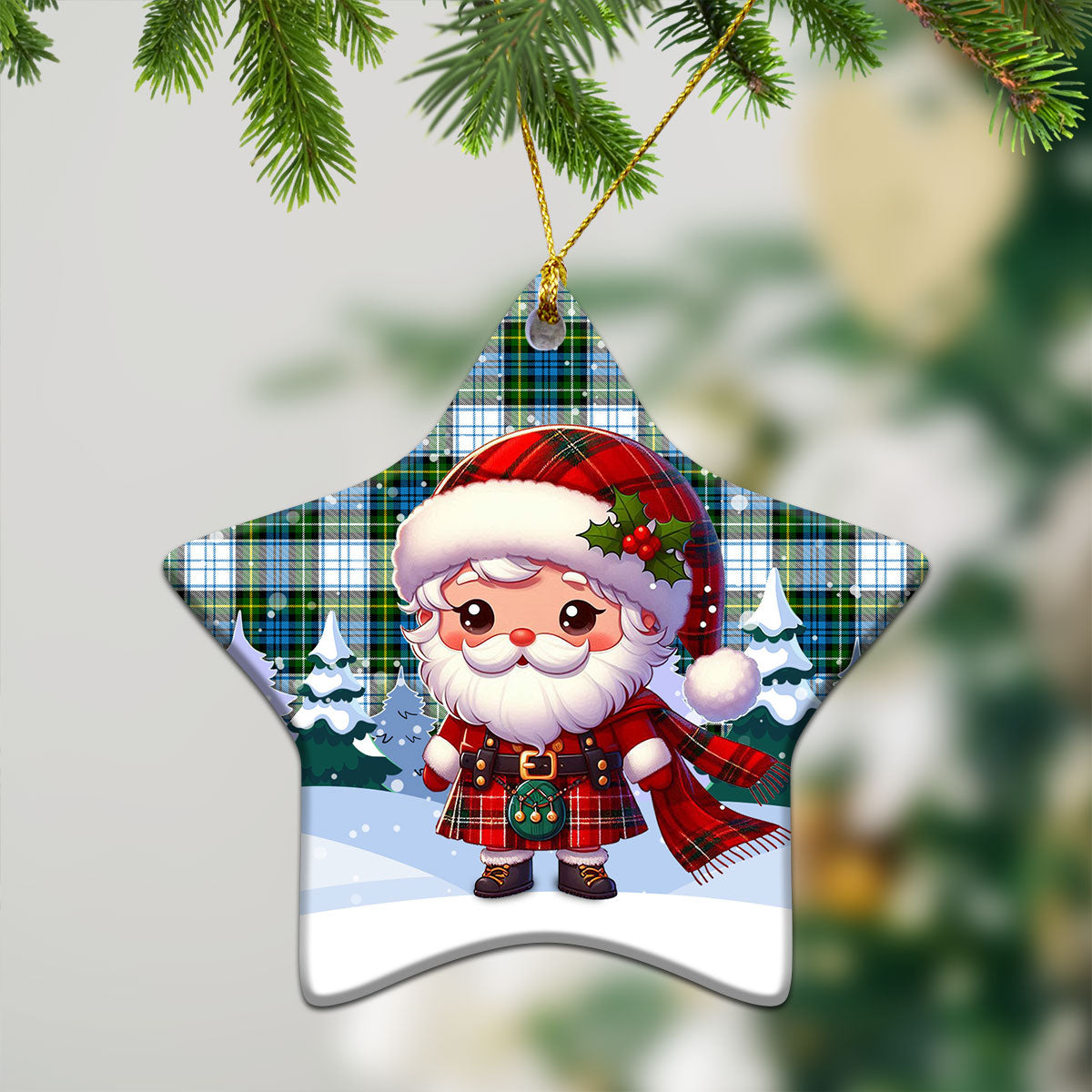 Campbell Dress Tartan Christmas Ceramic Ornament - Santa Claus In Kilt Style