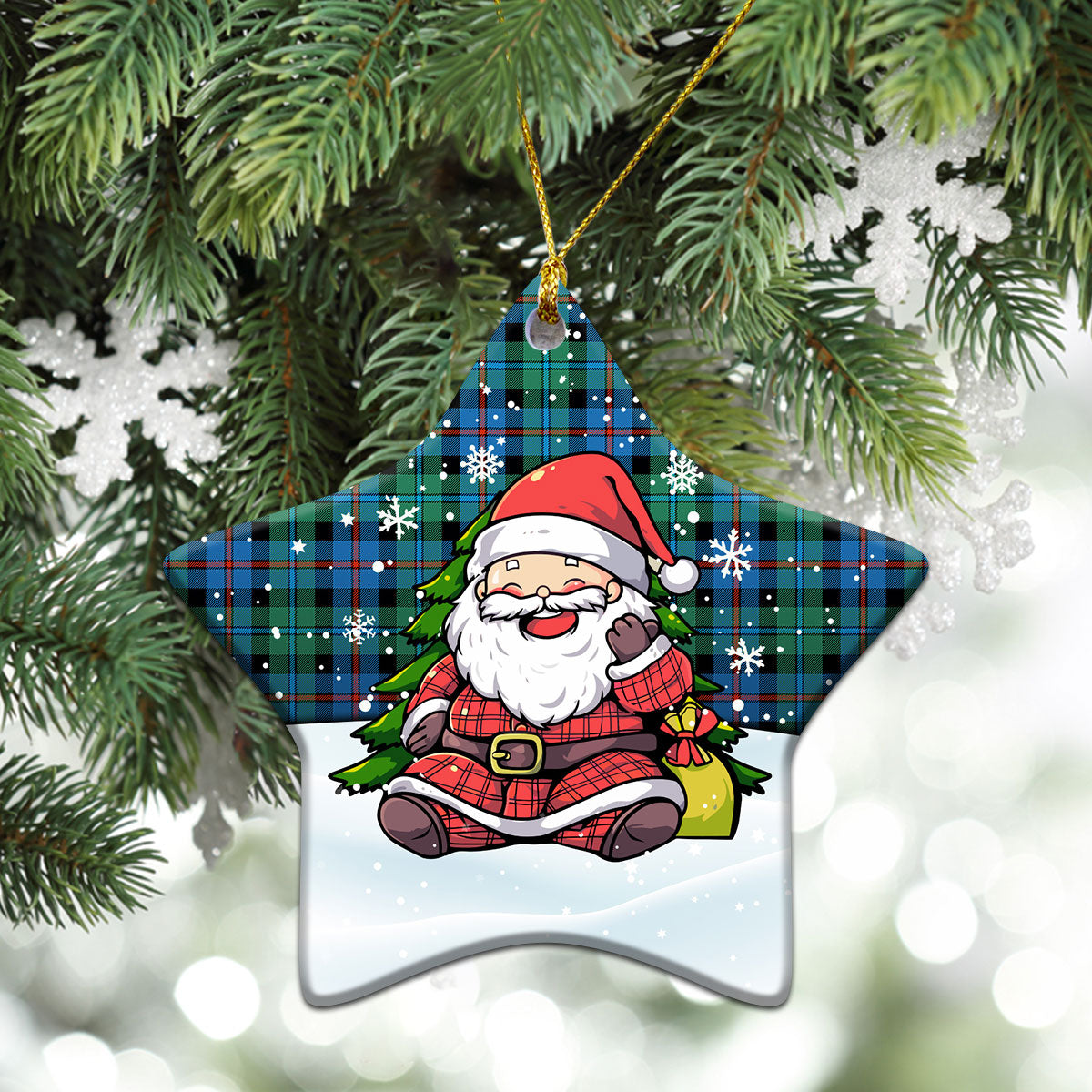 Campbell of Cawdor Ancient Tartan Christmas Ceramic Ornament - Scottish Santa Style