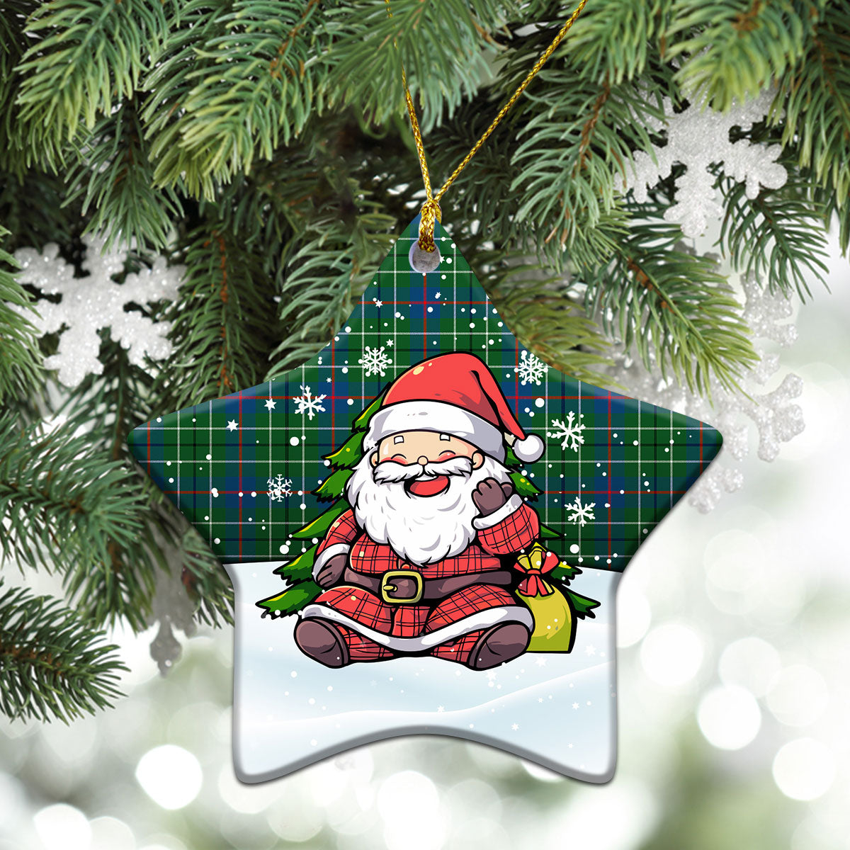 Duncanson Tartan Christmas Ceramic Ornament - Scottish Santa Style