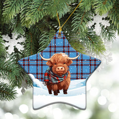 Elliott Ancient Tartan Christmas Ceramic Ornament - Highland Cows Snow Style