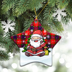 Fraser Tartan Christmas Ceramic Ornament - Scottish Santa Style