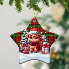 Fullarton Tartan Christmas Ceramic Ornament - Highland Cow Winter Style