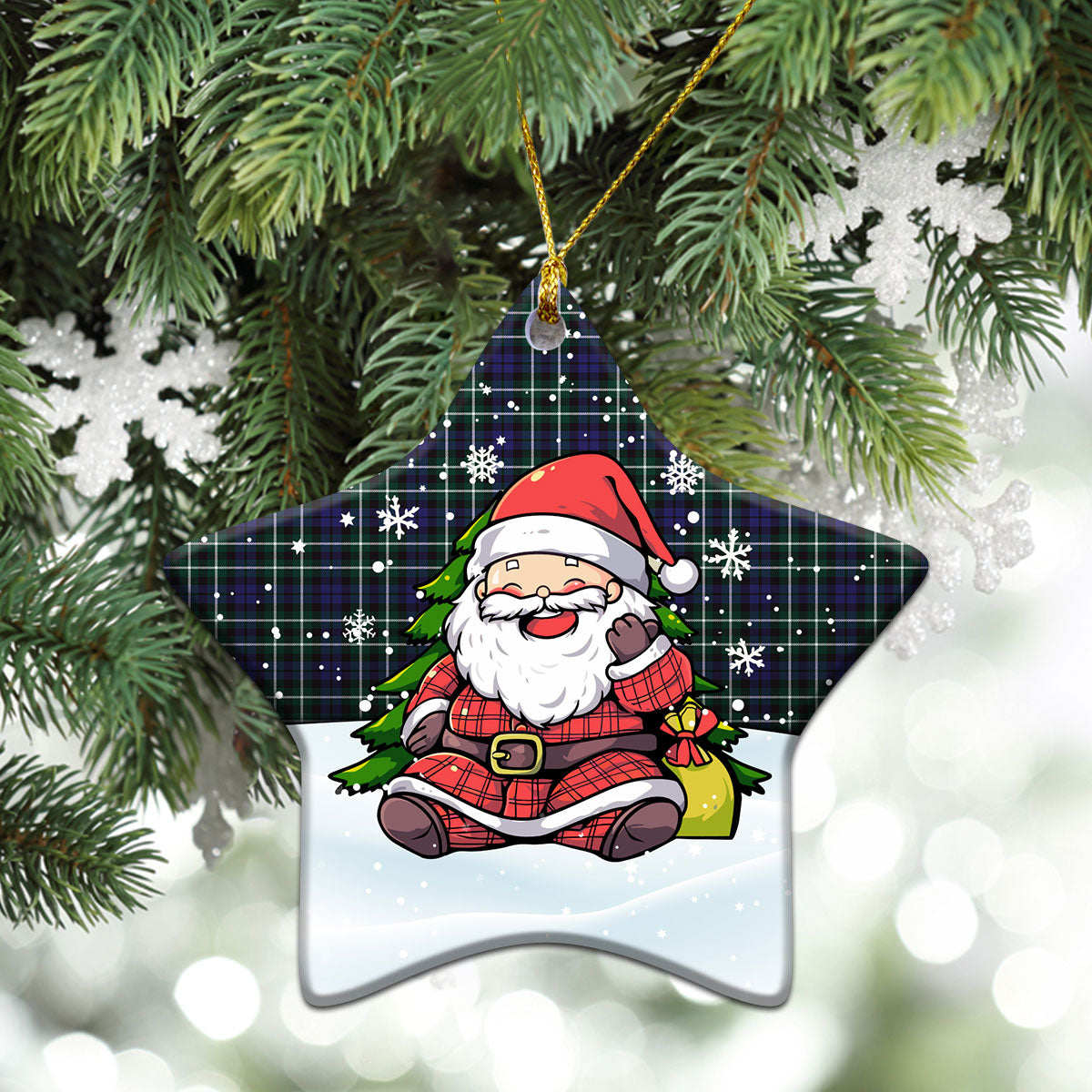 Graham of Montrose Modern Tartan Christmas Ceramic Ornament - Scottish Santa Style