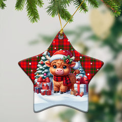 Grant Modern Tartan Christmas Ceramic Ornament - Highland Cow Winter Style