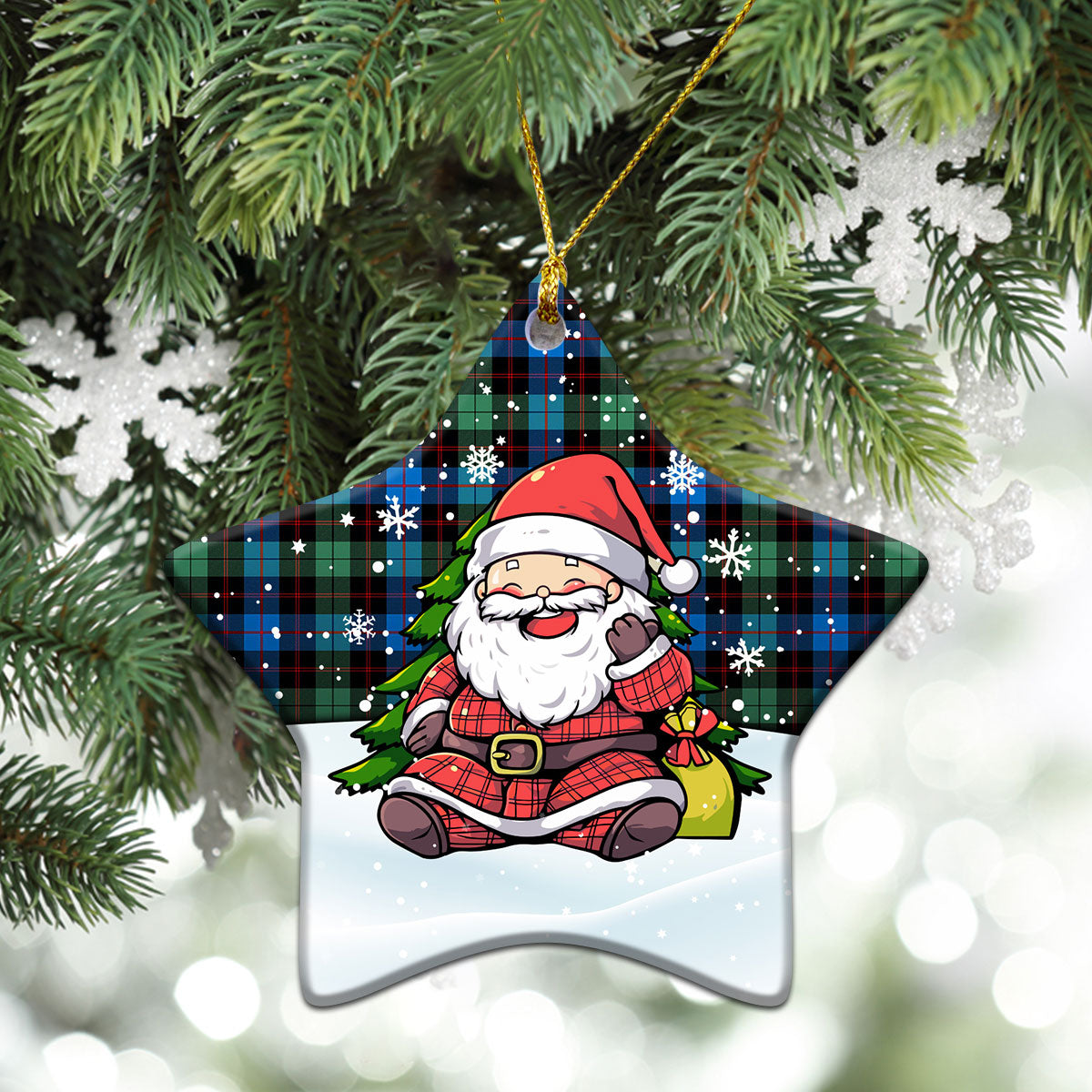 Guthrie Ancient Tartan Christmas Ceramic Ornament - Scottish Santa Style