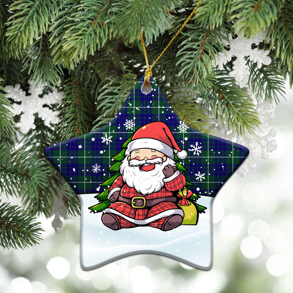 Hamilton Hunting Modern Tartan Christmas Ceramic Ornament - Scottish Santa Style