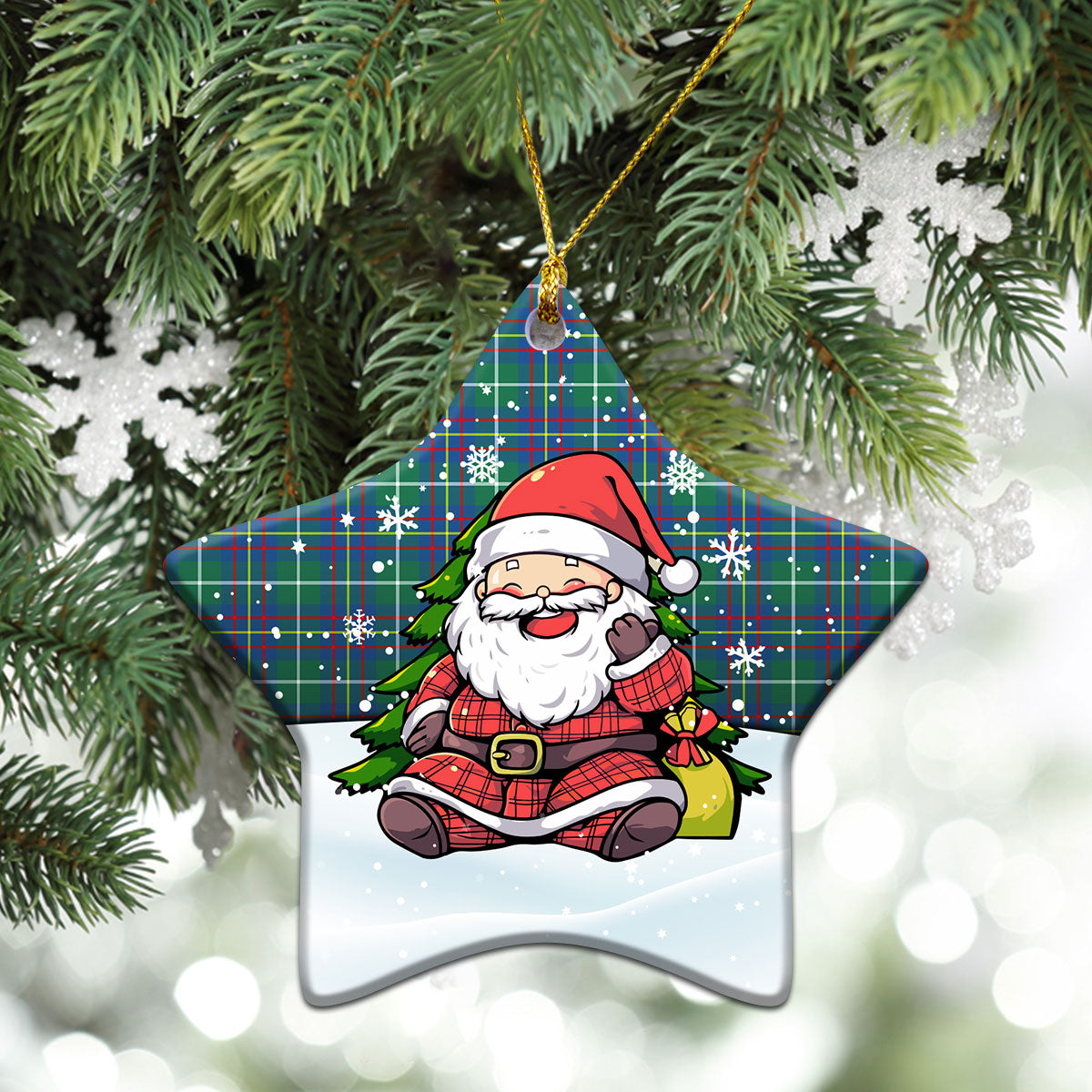 Inglis Ancient Tartan Christmas Ceramic Ornament - Scottish Santa Style