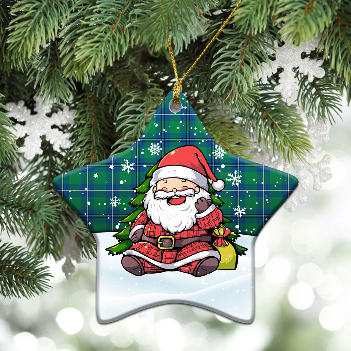 Irvine Ancient Tartan Christmas Ceramic Ornament - Scottish Santa Style