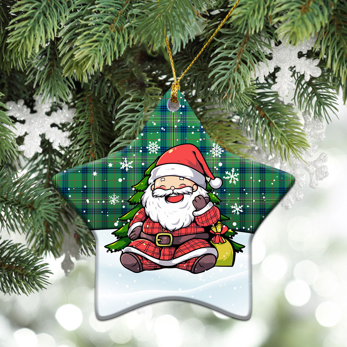 Kennedy Ancient Tartan Christmas Ceramic Ornament - Scottish Santa Style