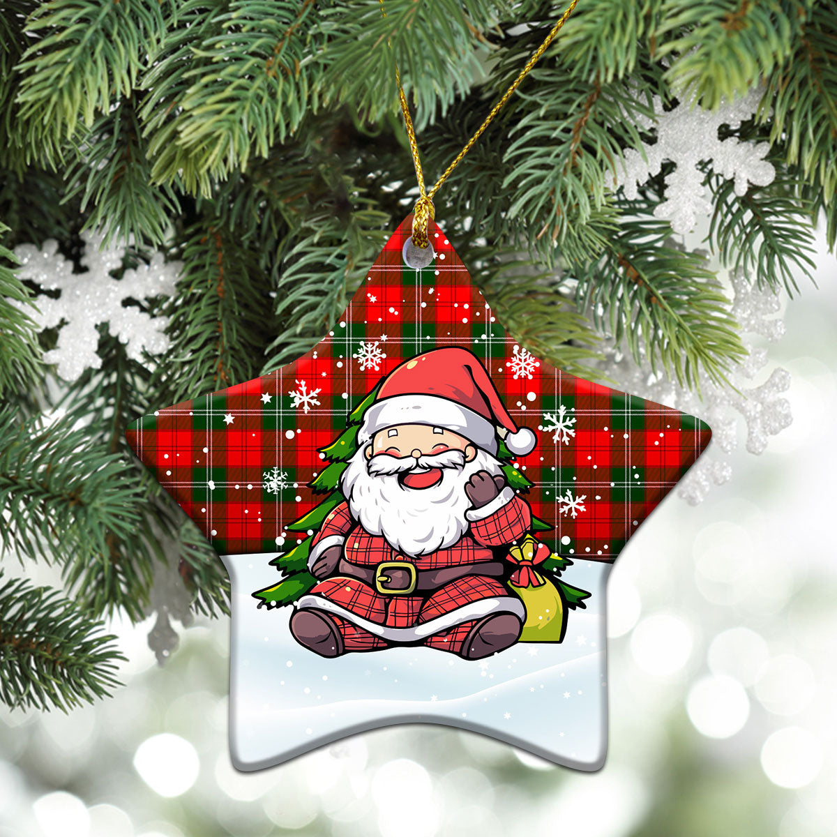 Lennox Tartan Christmas Ceramic Ornament - Scottish Santa Style