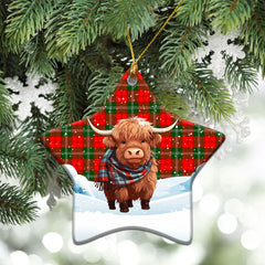 Lennox (Lennox Kincaid) Tartan Christmas Ceramic Ornament - Highland Cows Snow Style