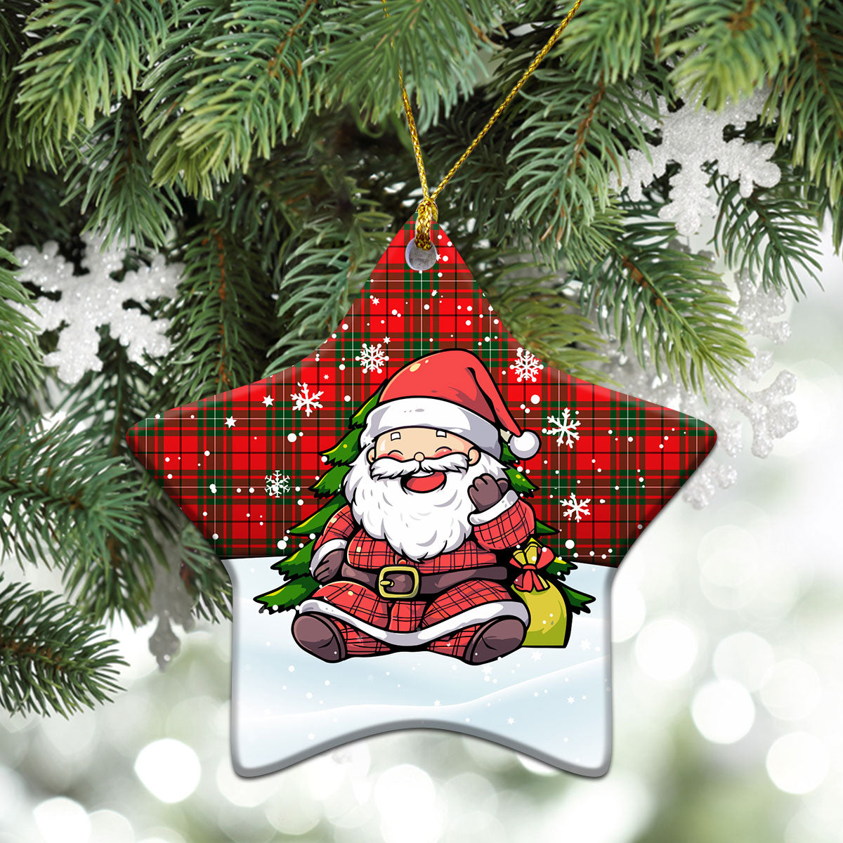 MacAulay Modern Tartan Christmas Ceramic Ornament - Scottish Santa Style