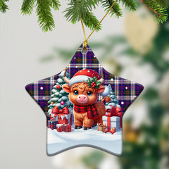 MacDonald Dress Modern Tartan Christmas Ceramic Ornament - Highland Cow Winter Style