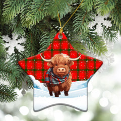 MacDonald of Sleat Tartan Christmas Ceramic Ornament - Highland Cows Snow Style