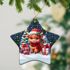 MacInnes Modern Tartan Christmas Ceramic Ornament - Highland Cow Winter Style