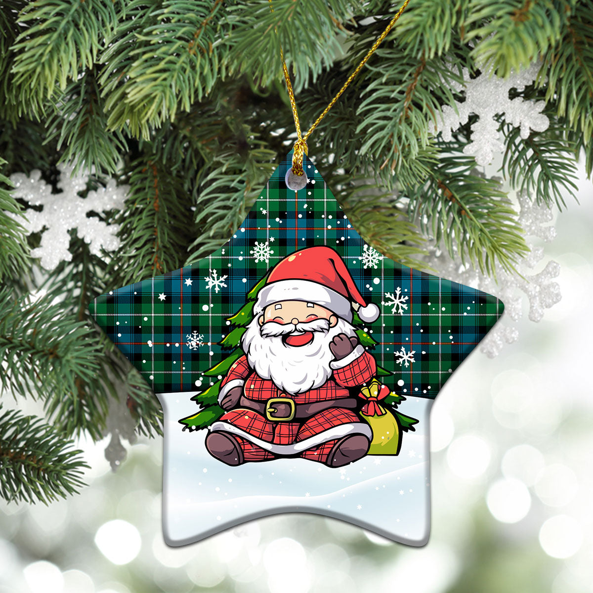 MacKenzie Ancient Tartan Christmas Ceramic Ornament - Scottish Santa Style