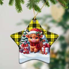 MacLeod of Lewis Modern Tartan Christmas Ceramic Ornament - Highland Cow Winter Style