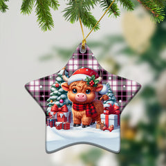 MacPherson Hunting Modern Tartan Christmas Ceramic Ornament - Highland Cow Winter Style