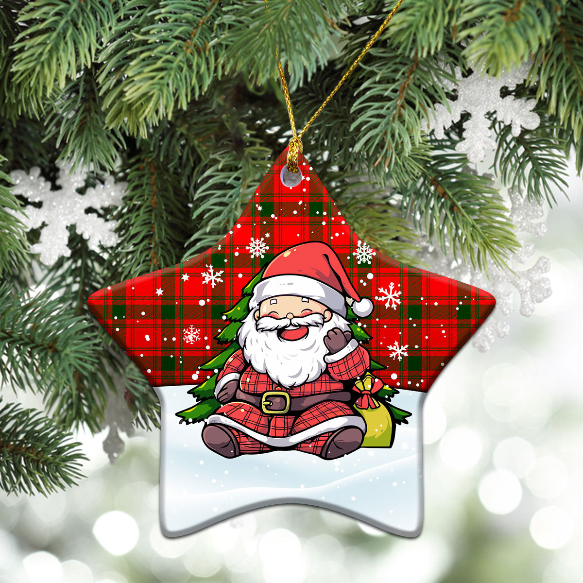 MacQuarrie Tartan Christmas Ceramic Ornament - Scottish Santa Style