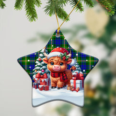 Maitland Tartan Christmas Ceramic Ornament - Highland Cow Winter Style