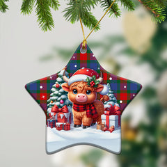 Mar Tartan Christmas Ceramic Ornament - Highland Cow Winter Style