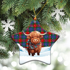 Mar Tartan Christmas Ceramic Ornament - Highland Cows Snow Style