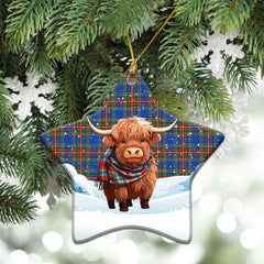 McBeth Ancient Tartan Christmas Ceramic Ornament - Highland Cows Snow Style