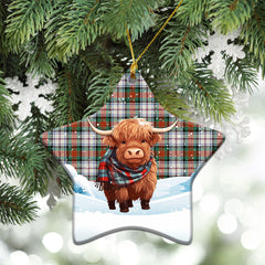 McDuff Dress Ancient Tartan Christmas Ceramic Ornament - Highland Cows Snow Style