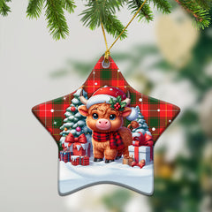 McFie Tartan Christmas Ceramic Ornament - Highland Cow Winter Style