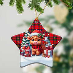 McGillivray Modern Tartan Christmas Ceramic Ornament - Highland Cow Winter Style