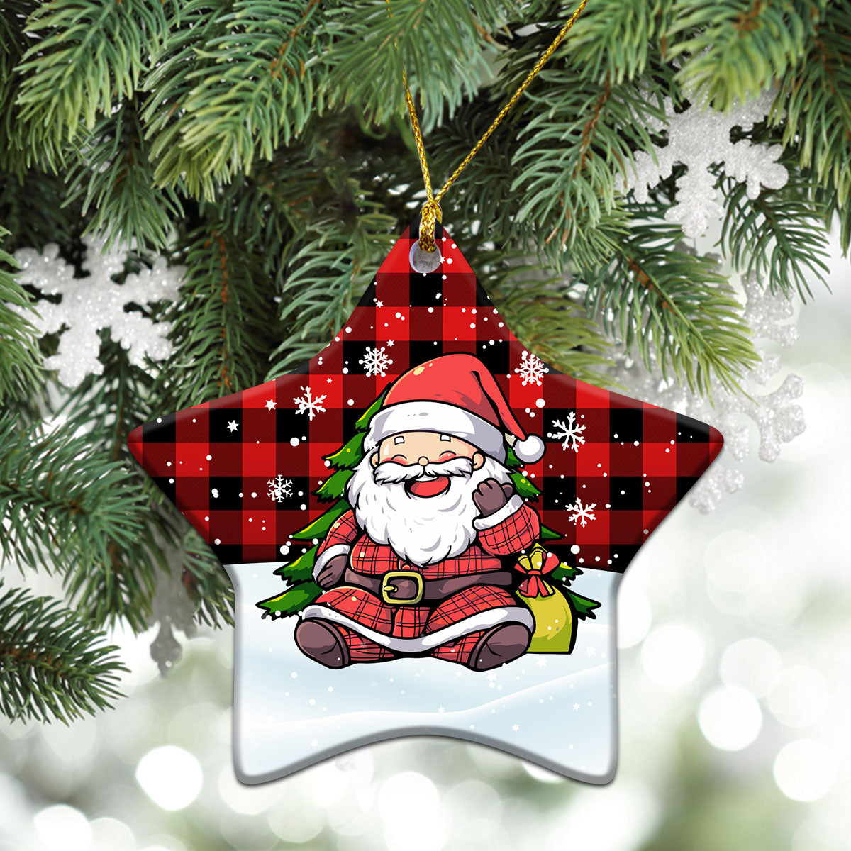 McGregor Rob Roy Modern Tartan Christmas Ceramic Ornament - Scottish Santa Style