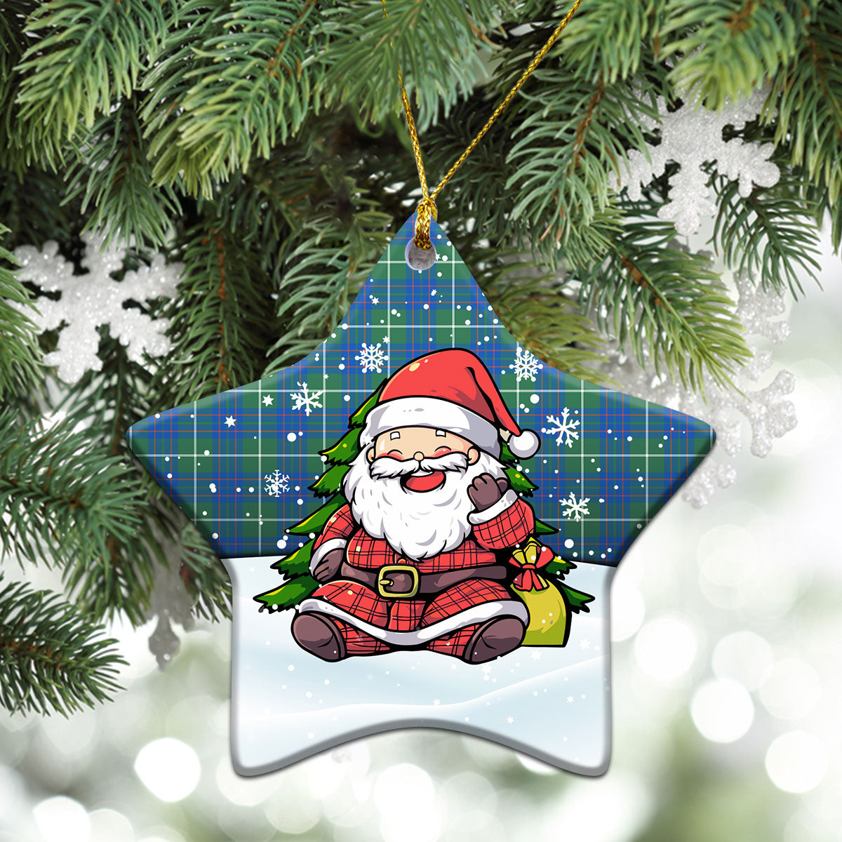 McIntyre Hunting Ancient Tartan Christmas Ceramic Ornament - Scottish Santa Style