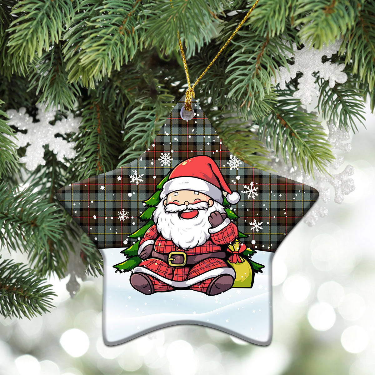 McLeod of Harris Weathered Tartan Christmas Ceramic Ornament - Scottish Santa Style