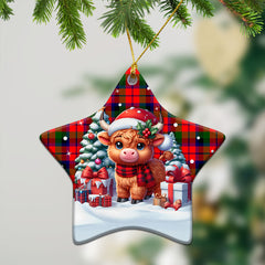 McNaughton Modern Tartan Christmas Ceramic Ornament - Highland Cow Winter Style