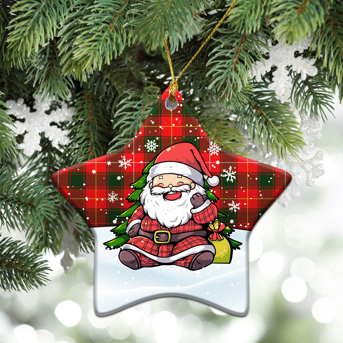 McPhee Tartan Christmas Ceramic Ornament - Scottish Santa Style