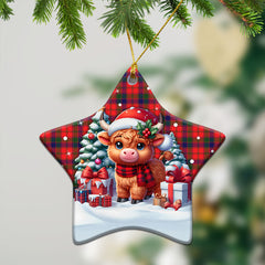 Robertson Modern Tartan Christmas Ceramic Ornament - Highland Cow Winter Style