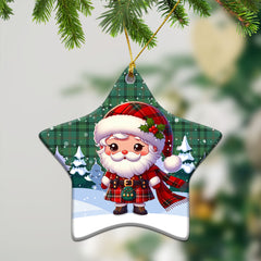 Ross Hunting Ancient Tartan Christmas Ceramic Ornament - Santa Claus In Kilt Style