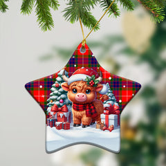 Tweedie Tartan Christmas Ceramic Ornament - Highland Cow Winter Style