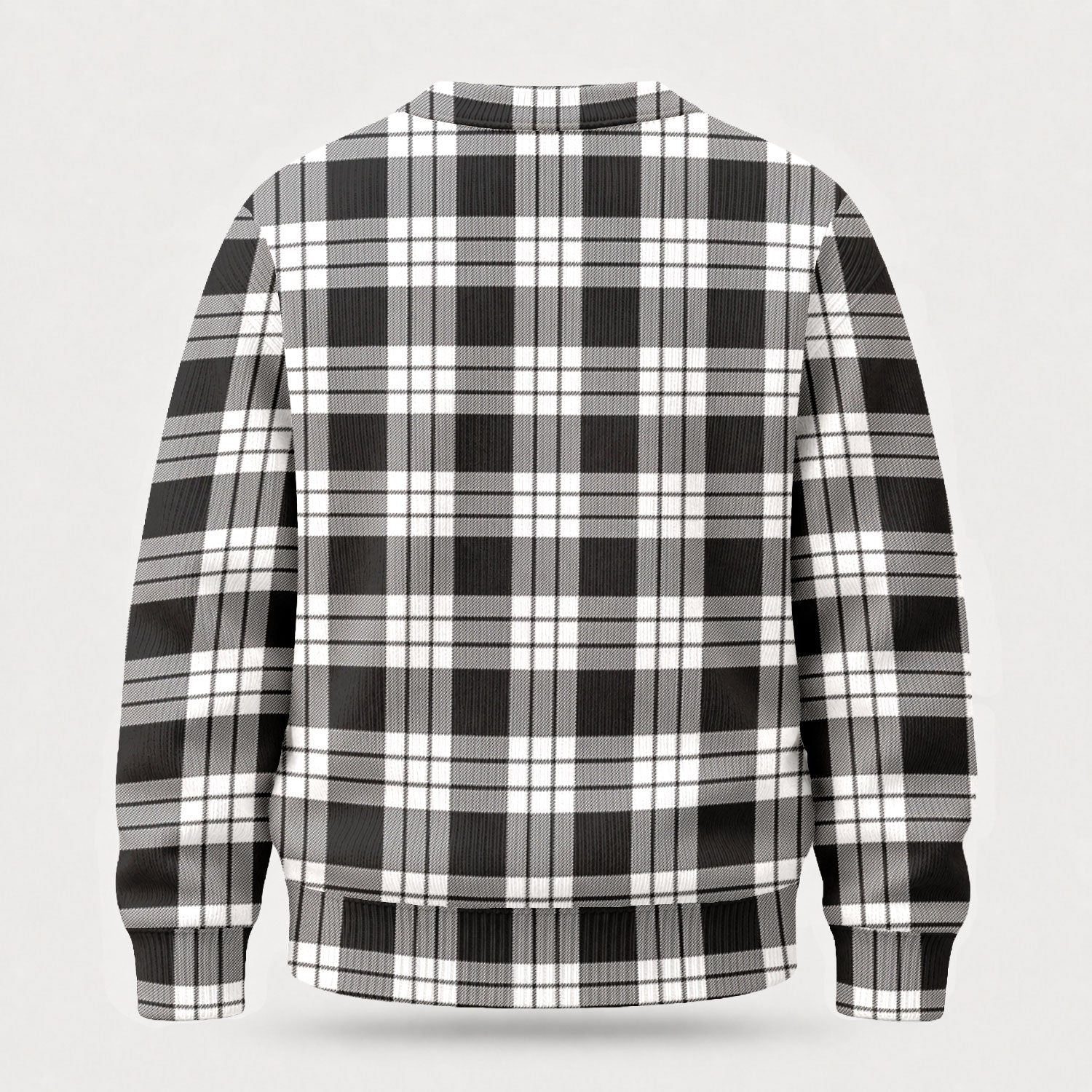 MacFarlane Black - White Tartan Crest Sweater