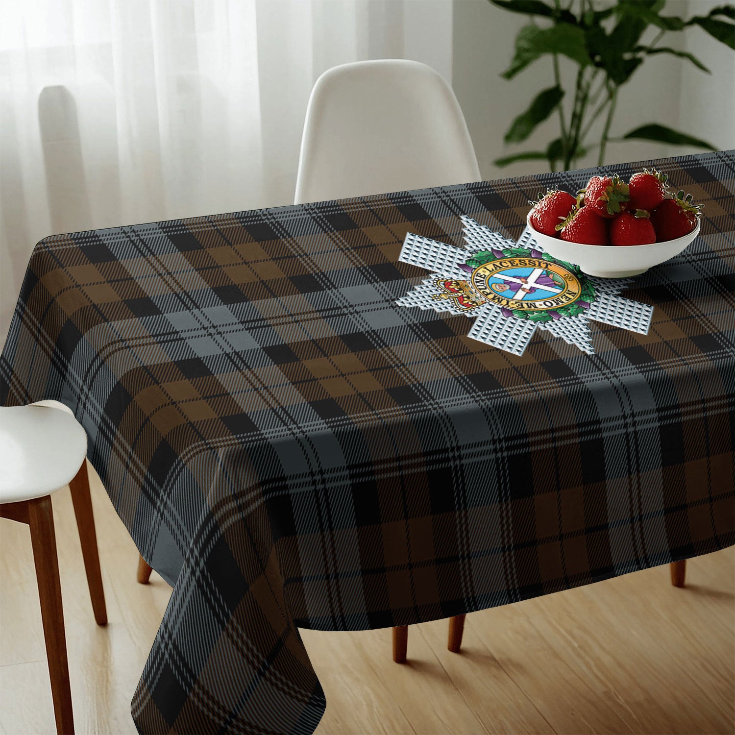 Black Watch Weathered Tartan Crest Tablecloth