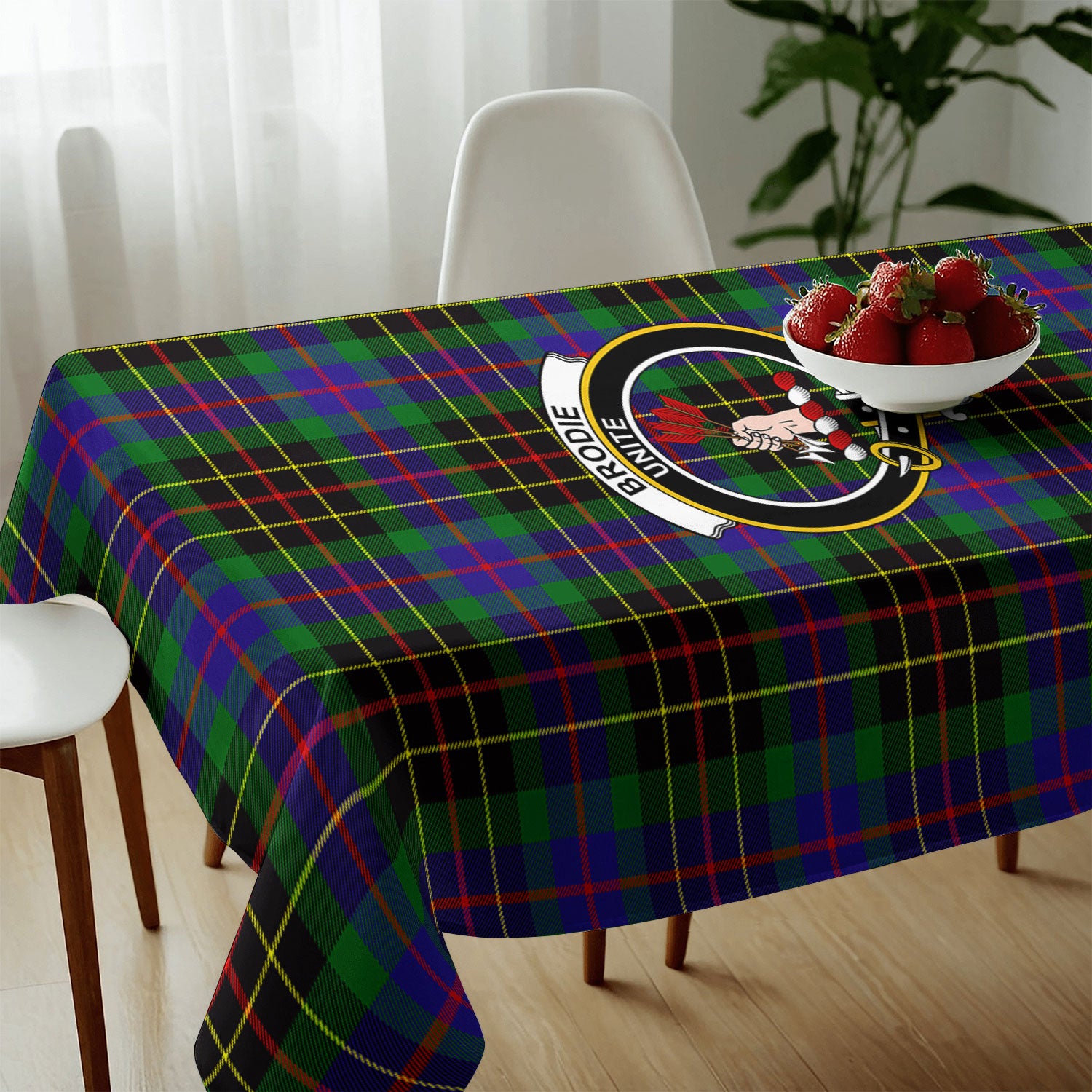 Brodie Hunting Modern Tartan Crest Tablecloth