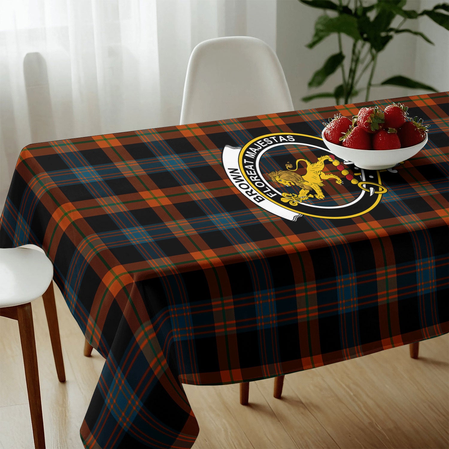 Brown Ancient Tartan Crest Tablecloth