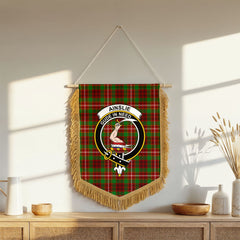 Ainslie Tartan Crest Wall Hanging Banner - Wood Pole