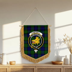 Campbell Modern Tartan Crest Wall Hanging Banner - Wood Pole