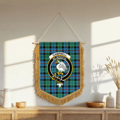 Campbell of Cawdor Ancient Tartan Crest Wall Hanging Banner - Wood Pole