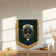 Davidson Modern Tartan Crest Wall Hanging Banner - Wood Pole