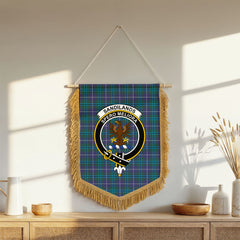 Sandilands Tartan Crest Wall Hanging Banner - Wood Pole